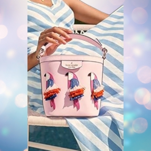 Kate Spade Pippa Flock Party Serendipity Pink Crossbody Bucket Bag WKRU6840 - Picture 4 of 11